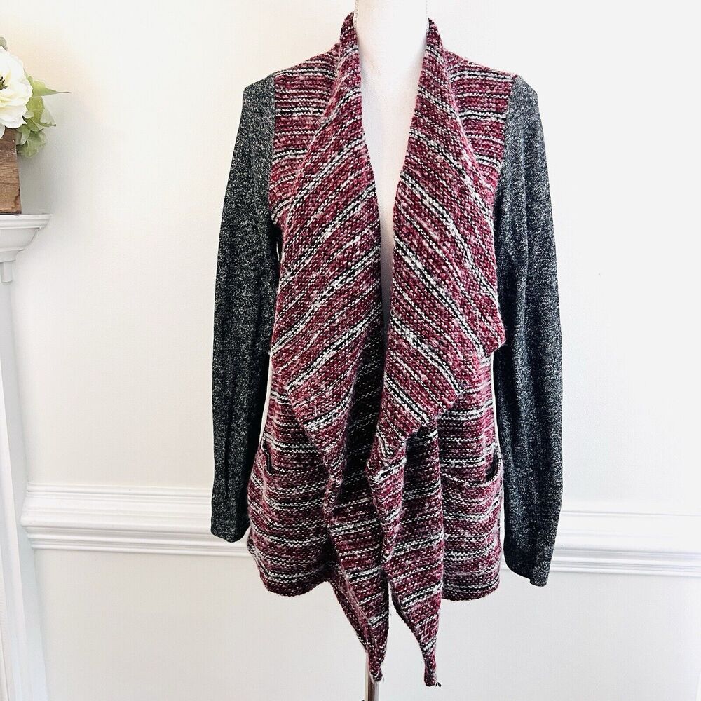 Lucky Brand Red and Gray Cardigan Sweater